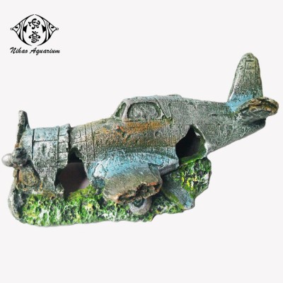 Vintage decorations airplane wreck resin ornaments for aquariums