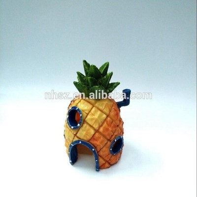 New design artificial mini pineapple cartoon house aquarium accessories ornament fish tank decoration resin